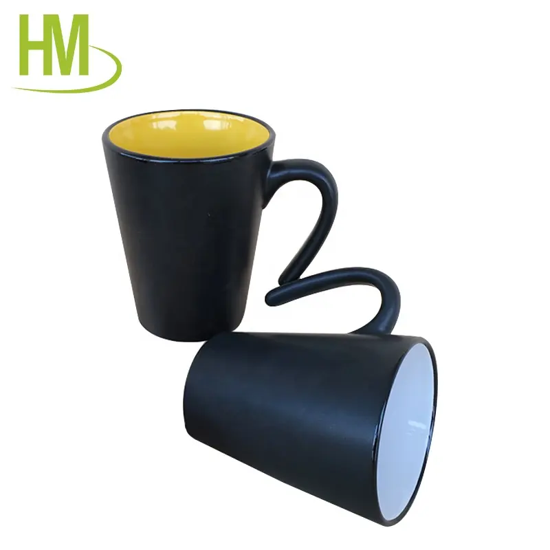 Conjunto de caneca de cerâmica, conjunto de caneca de café giz preto fosco