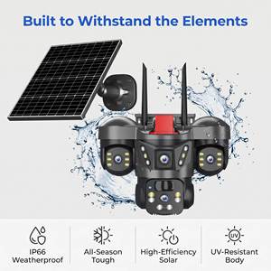 Telecamera Solare WiFi a Tre Lenti 6MP PTZ Dome Senza Alimentazione IP66 Logo Personalizzato V380 Telecamera di Sicurezza Esterna all'Ingrosso - Product Image 4