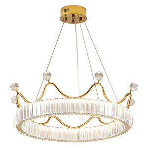 Iluminación de celo, decoración de sala de estar, círculo, corona de cristal, anillo redondo, candelabro de luz colgante Led - Product Image 6