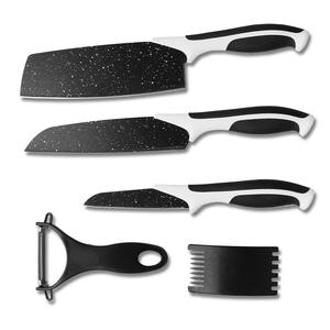 Juego de Cuchillos de Acero Inoxidable Ambidiestros de 5 Piezas con Hojas Acabado Cepillado (10-11.9 pulgadas), Mangos de Plástico Negro/Plateado, Logotipo Personalizado - Product Image 6