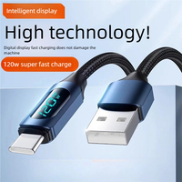 Kabel Pengisian Cepat 120W 6A USB/Type-C Berbahan Nilon Kepang untuk Ponsel