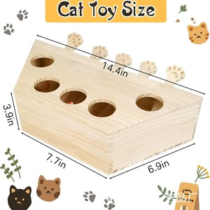 Jouet pour chat en bois Whack A Mole, 1 niveau, motif de dessin animé, bois massif durable, jeu éducatif pour chats - Product Image 5