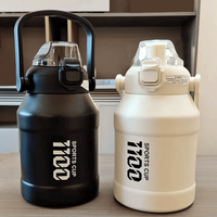 Bouteille d'eau réutilisable de 1100 ml pour le sport et la gym, en acier inoxydable, pour l'extérieur, avec double ouverture et ouverture à un clic