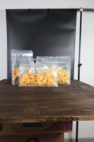 Sacs d'emballage en plastique transparent givré imprimé en gros, pour aliments, bonbons, noix, bijoux, cadeaux, avec soufflet latéral et fermeture éclair