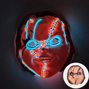 Máscara Luminosa <span class=keywords><strong>de</strong></span> Halloween, Máscara <span class=keywords><strong>de</strong></span> Muñeco Fantasma, Máscara LED <span class=keywords><strong>de</strong></span> Luz Fría, Máscara <span class=keywords><strong>de</strong></span> <span class=keywords><strong>Chucky</strong></span>, Divertida Máscara <span class=keywords><strong>de</strong></span> Espíritu Malvado, Máscara <span class=keywords><strong>de</strong></span> Fantasma <span class=keywords><strong>de</strong></span> la Película Resurrección - Product Image 1
