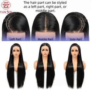 Perruque complète à dentelle 13*4, nouée à la main |   Cheveux humains noirs longs bouclés et raides |   Couverture ultra-réaliste complète - Product Image 4