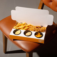 Boîte à emporter pour la restauration rapide, conteneur alimentaire jetable personnalisé, boîte en papier pour poulet frit avec compartiment pour sauce