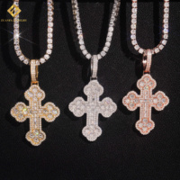 ZHANFA JEWELRY Collier pendentif croix en moissanite plaqué or 18 carats, serti pavé, certifié GRA, bijoux religieux de luxe unisexe