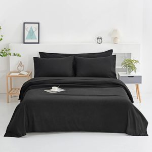 Ensemble de draps - 4 pièces 1 drap-housse, 1 drap plat <span class=keywords><strong>et</strong></span> 2 taies d'oreiller, draps <span class=keywords><strong>et</strong></span> taies d'oreiller de luxe poche profonde <span class=keywords><strong>noir</strong></span> - Product Image 1