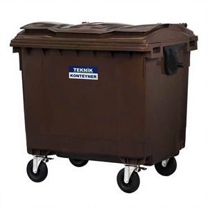 Teknik Konteyner 1100 Litres HDPE Conteneur de Stockage Rectangulaire Écologique à 4 Roues avec Couvercle, Poubelle Extérieure, Meilleure Vente - Product Image 1