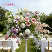 CM-TW006 meilleure vente rose violet arrangement floral soie fleur artificielle toile de fond pour la décoration de fête de mariage
