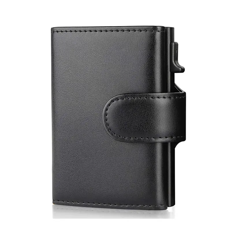 New Design Aluminum Rfid Wallet Coins Convenient Mini Bag Men's Card Bag Wallet Genuine Wallet Short Coin Purse