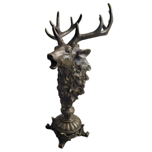 الشركة المصنعة الفاخرة العتيقة النمط الصيني البرونزية الغزلان رئيس النحت المعادن الصب النحاس الأيائل تمثال الفن القديم الأنيق - Product Image 1