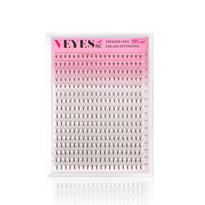 VEYES Inc. Extensions de cils <span class=keywords><strong>Camelia</strong></span> en éventail préfabriqués de haute qualité Éventails naturels à long volume et à tige courte Cils naturels faits à la main - Product Image 1