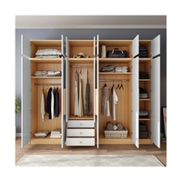 Meubles sur mesure Armoire en bois à quatre portes avec tiroir Armoire pour bébé à domicile Armoire en plastique Style populaire Armoires de luxe