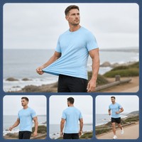 T-Shirt Sportiva da Uomo Personalizzata OEM con Logo Stampato, Traspirante, Anti-Pilling, in Tessuto Elastico Morbido di Alta Qualità