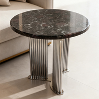 Table d'appoint en pierre naturelle cadre en métal petite table d'angle forme ronde dessus en marbre table basse pour salon