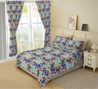 Ensemble de draps de lit personnalisé imprimé de 8 pièces avec rideaux, motifs d'emballage parfaits, ensemble de draps de lit de 8 pièces