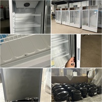 Kulkas Display Kompresor Udara Kaca Baru Grosir, Pendingin Kipas 1 Pintu yang Dapat Disesuaikan, Layar LED Portabel untuk Minuman Energi