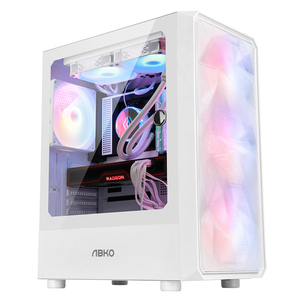 เคสคอมพิวเตอร์สำหรับเล่นเกม ABKO G40 WH ATX โครงเหล็ก พัดลม RGB พอร์ต USB 3.0 รองรับหม้อน้ำขนาด 360 มม. ด้านหน้าเป็นตาข่าย ด้านข้างเป็นกระจกนิรภัย - Product Image 3