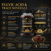Gummies de Shilajit Haute Puissance 500mg Mélange Triple avec Acide Fulvique et Oligo-éléments 60 Comprimés Complément Alimentaire en Gummies ODM