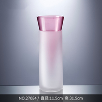 Vases cylindriques en verre rose mat double, faits à la main, décoratifs pour mariage, vente en gros