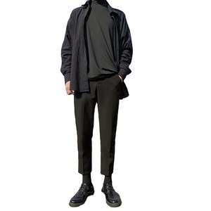 Pantalon court pour homme, coupe slim, jambe droite, style coréen, couleur unie, kaki, noir, micro-élasticité - Product Image 5