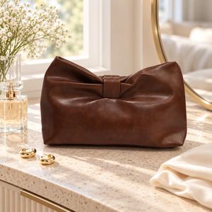 Sac à main pochette marron en cuir PU avec nœud papillon pour femme, élégant sac de soirée, logo personnalisé OEM, fournisseur à faible MOQ - Product Image 3