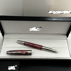 Classique Origine De Luxe 1.0mm En Plastique Stylo Plume Deux Tons Or Rouge En Relief Instrument D'écriture Cadeau Boîte Stylos À Bille Produit - Product Image 3