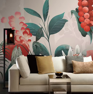 <span class=keywords><strong>Papel</strong></span> Tapiz <span class=keywords><strong>Mural</strong></span> Decorativo para Pared de Casa con Diseño de Paisaje Natural, Plantas, Flores y Hojas Verdes, Diseño 3D, Decoración de Interiores - Product Image 1