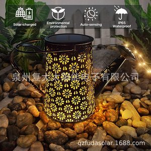 Solar Watering Can <b>Light</b> Led Outdoor Garden Decor With Flower <b>Projection</b> Waterproof Solar Powered - Product Image 5