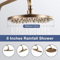 Robinet de douche en laiton antique, pommeau de douche de 8 pouces, douchette à main, bec de baignoire à double levier, triple fonction