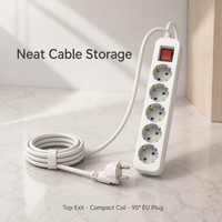 Rallonge électrique industrielle standard européenne à 5 prises, prise EU, 2 mètres, durable, IP20, 16A/10A, 250V/220V/110V
