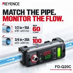 Sensor de Flujo de Abrazadera KEYENCE FD-Q20C para Tuberías de 18-28 mm, 60-100 L/min, 4-20 mA, IO-Link, Medidor de Flujo de Líquido, 1 Año de Garantía - Product Image 3
