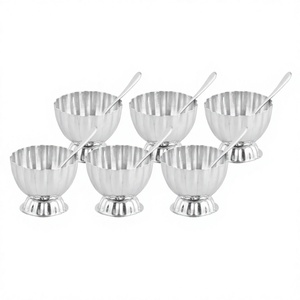 Tasse à crème glacée conçue avec bol en acier inoxydable pour pudding pour soupe riz crème glacée collations ensemble de bols en acier inoxydable - Product Image 1