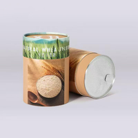 Boîte cylindrique en papier gaufré de qualité alimentaire pour café en grains et thé, avec couvercle métallique