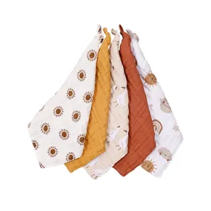 5 Pcs Baby Towel Muslin Face Cloth Organic Cotton Baby Hooded Towel Bib Washcloth For Newborn