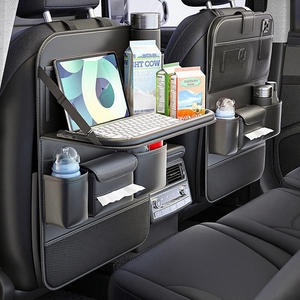 Bolsa de almacenamiento de cuero multifuncional para asiento de coche, organizador colgante de mesa de comedor plegable para respaldo de asiento de coche - Product Image 2