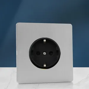 Panel de Interruptor de Palanca Retro para Luz de Pared, de 1 a 4 Módulos y 2 Vías, Estándar Europeo, Acero Inoxidable Cepillado Gris Plateado, Toma de Corriente Antigua <span class=keywords><strong>con</strong></span> Carga USB - Product Image 6