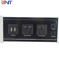 Chargeur de téléphone sans fil en alliage d'aluminium commercial avec couvercle coulissant et prise de table avec 2 ports USB