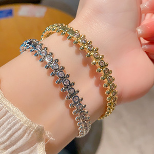 Heart Shape Zircon <b>Bracelet</b> Gold And White <b>Copper</b> Bezel Setting For Gift Spring 2025 Yiwu Origin - Product Image 1