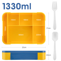 Verdikte antislip luchtdichte lunchbox met 5 compartimenten, geschikt voor magnetron, voor fruit en salade, voor werk.