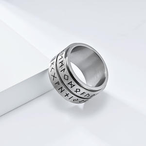 Vintage Nordic Viking Letter Rotating <b>Ring</b> For <b>Men</b> <b>Titanium</b> Steel Antique Silver Color Gift Jewelry - Product Image 3