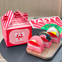 Boîte à pâtisserie rose haut de gamme avec logo personnalisé, pelliculage mat, emballage alimentaire de luxe, écologique, portable, pour gâteaux et beignets