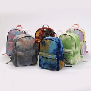 Custom Unisex Tie-Dye Corduroy <b>Backpack</b> Fashion School Metal Zipper Outdoor Sports Polyester Lining Keymay KM2689 - Product Image 1