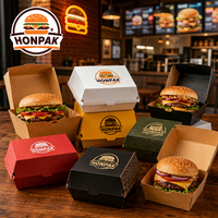 Boîte à hamburger personnalisée en forme de coquille, emballage alimentaire écologique en kraft pour emporter, boîte alimentaire avec logo imprimé HONPAK
