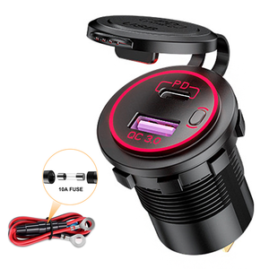 เต้ารับแบบสองพอร์ต 48W 12V/24V |   QC3.0 USB-A + PD Type-C สำหรับเรือ RV ATV - Product Image 1