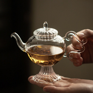 Tetera de vidrio de borosilicato alto con tallo alto, resistente al calor, para juego de té Kung Fu, ideal para regalo. - Product Image 2