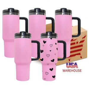 Vaso Personalizado con Grabado Láser, 40 oz, Color Rosa, con Base Plateada Negra, Tapa y Pajita - Product Image 3