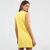 Robe mi-longue respirante à col rond brodée de fleurs et patchwork sans manches effet peinture à l'huile pour femme – Collection Printemps Tendance